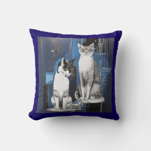 Zwei graue Katzen im Abstrakten Hintergrund Kissen