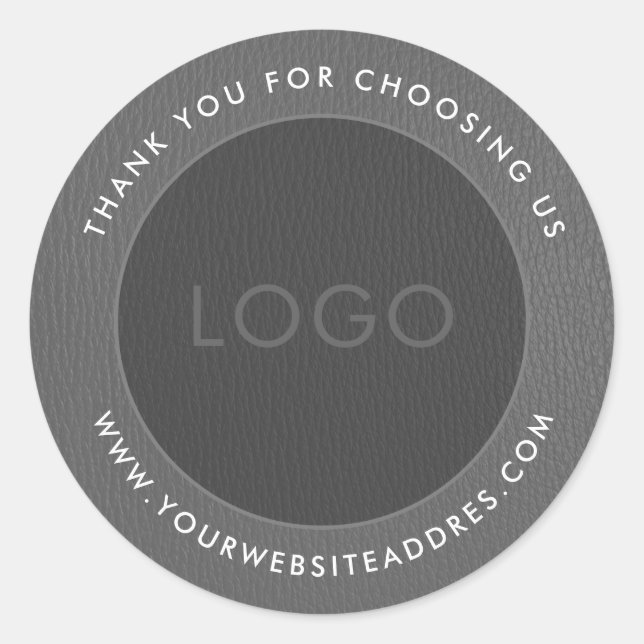 Zwei Grautöne Vintages Imitat Leder Runder Aufkleber (Vorderseite)