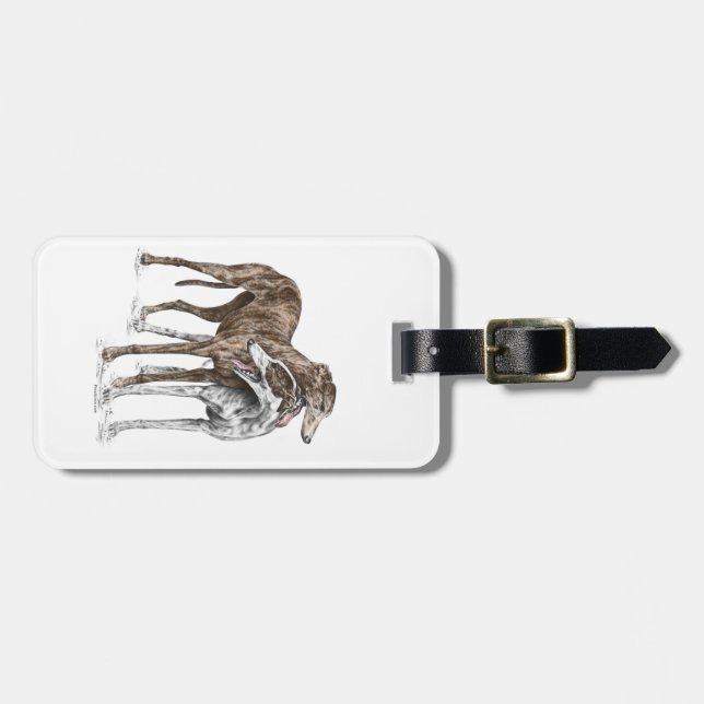 Zwei Greyhound Friends Dog Art Gepäckanhänger (Vorderseite horizontal)