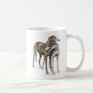 Zwei Greyhound Friends Dog Art Kaffeetasse