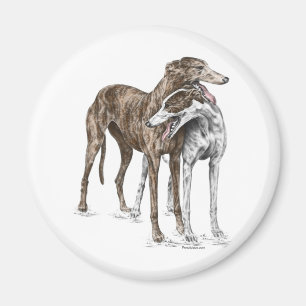Zwei Greyhound Friends Dog Art Magnet