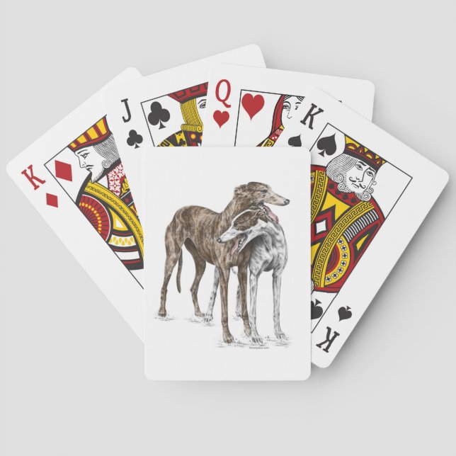 Zwei Greyhound Friends Dog Art Spielkarten (Rückseite)