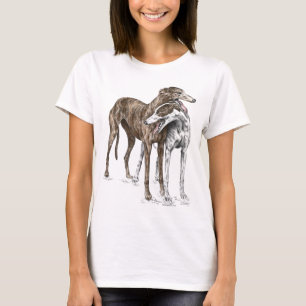 Zwei Greyhound Friends Dog Art T-Shirt