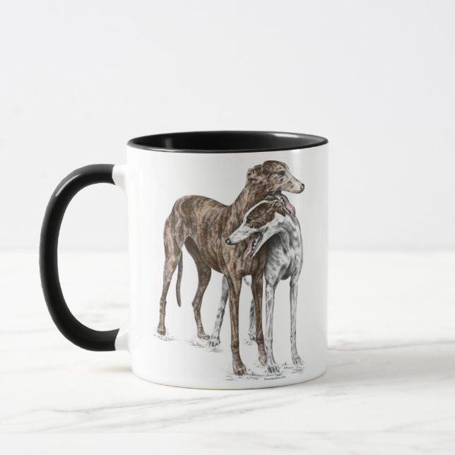 Zwei Greyhound Friends Dog Art Tasse (Links)