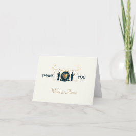 Zwei Groom männliche Creme Blue LGBTQ Hochzeit Dankeskarte