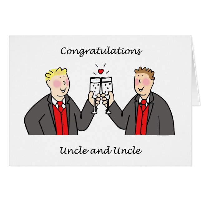 Zwei Grooms Gay Male Hochzeit Glückwunsch (Vorderseite (Horizontal))