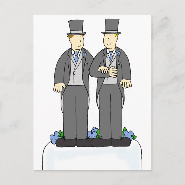 Zwei Grooms Gay Marriage Glückwünsche Postkarte (Vorderseite)
