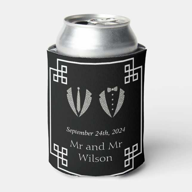 Zwei Grooms Gay Tuxedo Wedding Dosenkühler (Kanne Vorderseite)