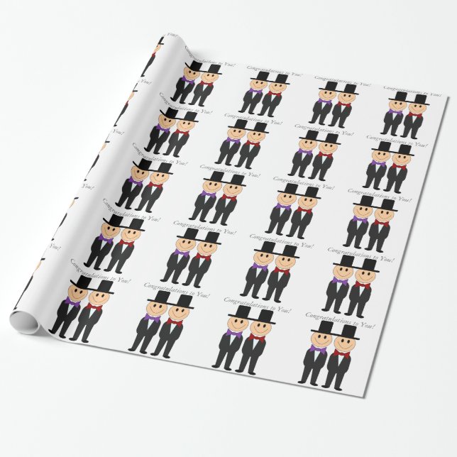 Zwei Grooms Gay Wedding Giftwrap Geschenkpapier (Ungerollt)