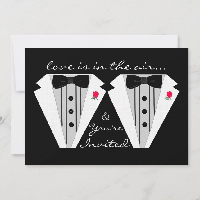Zwei Grooms-Gay Wedding-Tuxedo Einladung (Vorderseite)