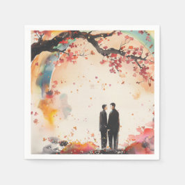 Zwei Grooms Hochzeitskunst Serviette