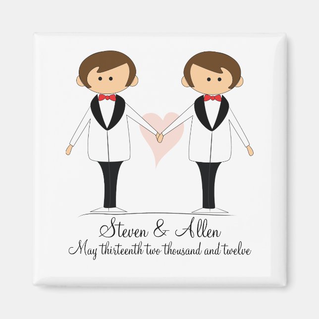 Zwei Grooms Hochzeitsmagnet-Favoriten Magnet (Vorne)