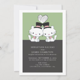 Zwei Grooms katzenverliebte Hochzeit Ankündigung