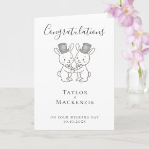 Zwei Grooms Rabbits Glückwünsche Hochzeit Karte