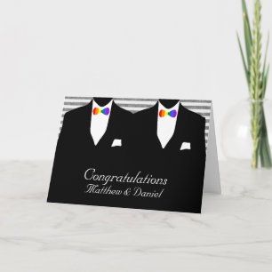 Zwei Grooms Rainbow Krawatte Hochzeit Glückwunsch Karte