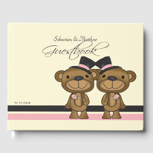 Zwei Grooms Teddy Bears Gay Wedding Custom Gästebuch