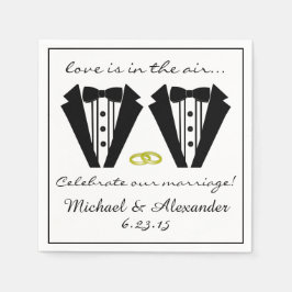 Zwei Grooms-Tuxedo-Hochzeit Serviette