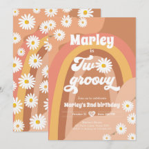 Zwei Groovy 2. Geburtstag 2. Retro Boho Daisy