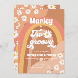 Zwei Groovy 2. Geburtstag 2. Retro Boho Daisy Einladung