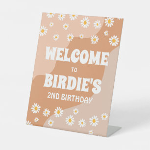 Zwei Groovy 2. Geburtstag Party Boho Daisy Willkom Sockelschild