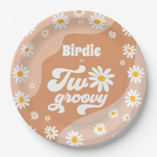 Zwei Groovy 2. Geburtstag Party Boho Retro Daisy Pappteller