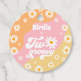 Zwei Groovy 2. Geburtstag Party Retro Daisy Party Geschenkanhänger