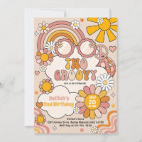 Zwei Groovy 70er Blume Power Rainbow Birthday Part