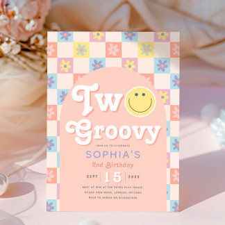 Zwei Groovy Boho 2. Geburtstag Einladung