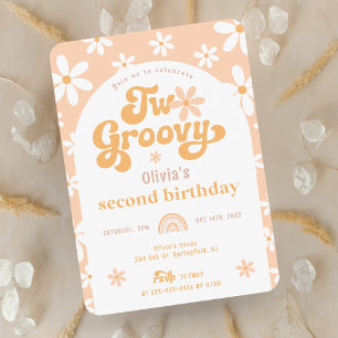 Zwei Groovy Boho Arch 2. Geburtstag Einladung