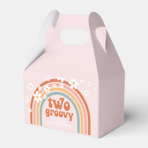Zwei Groovy daisy boho floraler Regenbogen 2 Gebur Geschenkschachtel