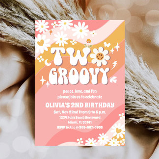 Zwei Groovy Einladungen zum 2. Geburtstag