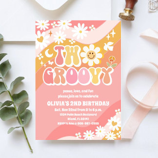 Zwei Groovy Einladungen zum 2. Geburtstag