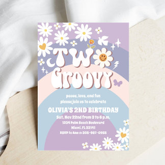 Zwei Groovy Einladungen zum 2. Geburtstag