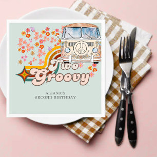 Zwei Groovy Gänseblümchen Boho Blumen Van 2. Gebur Serviette