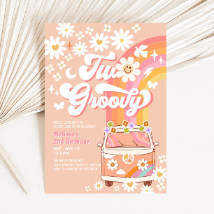 ZWEI Groovy Girl Pink Peach Van Daisy 2. Geburtsta Einladung