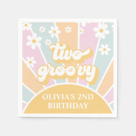 Zwei Groovy pastel Retro Sunshine daisy boho Serviette