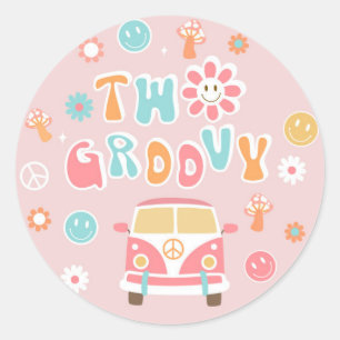 Zwei Groovy Retro Boho bevorzugen Stickers Labels