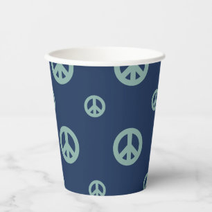 Zwei Groovy Retro Boy Blue Friedenszeichen Geburts Pappbecher