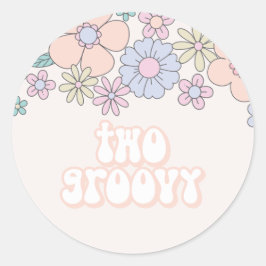Zwei Groovy Retro Pastell Floral 2. Geburtstag Runder Aufkleber