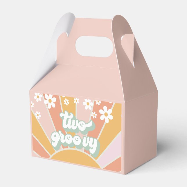 Zwei Groovy Retro Sunshine daisy boho vielen Dank Geschenkschachtel (Vorderseite)