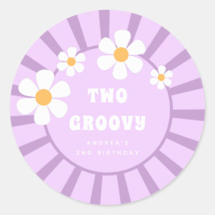 Zwei Groovy Retro Sunshine Girl Runder Aufkleber