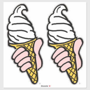 Zwei große, fette, grafische Pop-Art-Ice-Cremes Aufkleber
