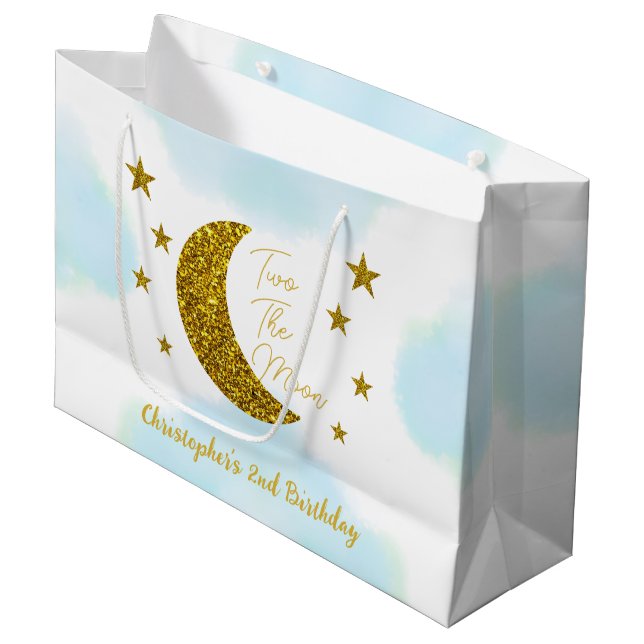 Zwei große Geschenktasche zum zweiten Geburtstag Geschenktüte (Vorderseite Schrägansicht)