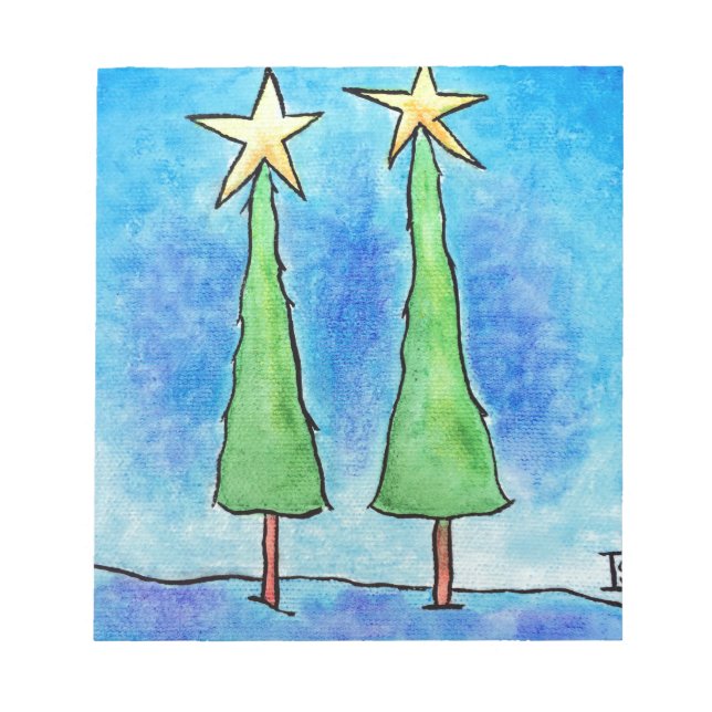 Zwei große Weihnachtsbäume Notizblock (Vorderseite)