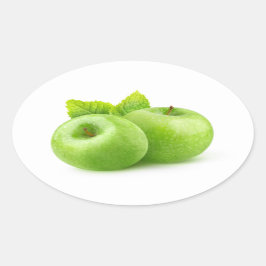 Zwei grüne Äpfel Ovaler Aufkleber