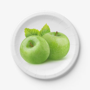 Zwei grüne Äpfel Pappteller