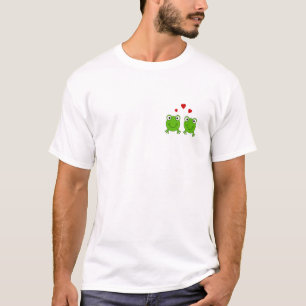 Zwei grüne Frösche mit roten Herzen T-Shirt