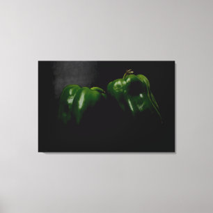 Zwei grüne Paprikaschoten 36x24 (90x60cm) waccna Leinwanddruck