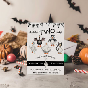 ZWEI Gruselig! Halloween-Gans zweite Geburtstagsfe Einladung