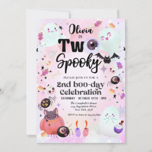 zwei gruselige rosa Geister Halloween  Einladung
